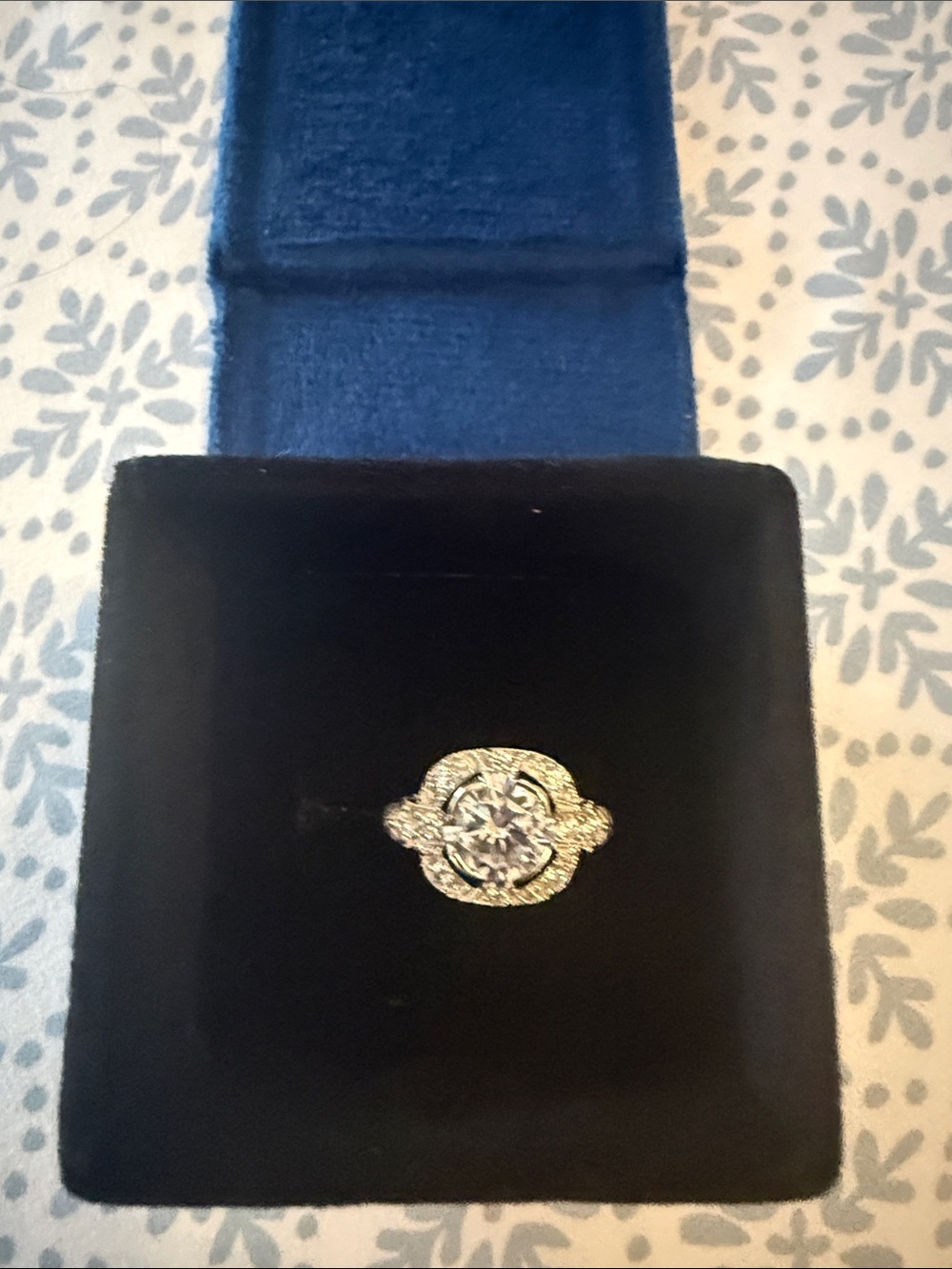 3 ct Art Deco Style Lab Created CZ Halo Engagement Ring in 925 sterling size 6.5
